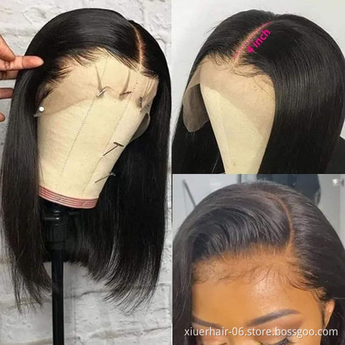 Transparent 13x4 lace front bob wig,cuticle aligned virgin 613 human hair hd lace frontal wig,613 lace front bob wig